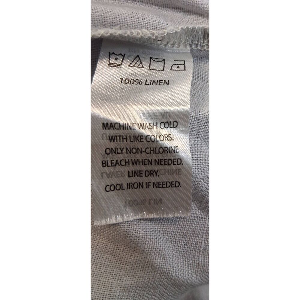 Saks fifth Ave womens large 100% linen pants light gray wide leg long ankle - Picture 10 of 10